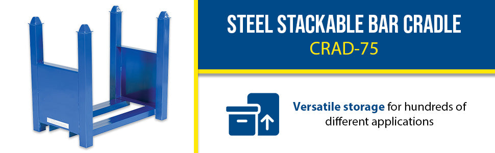 Vestil CRAD-75 steel stackable bar cradle feature overview 1