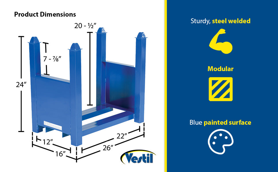 Vestil CRAD-75 steel stackable bar cradle feature overview 3