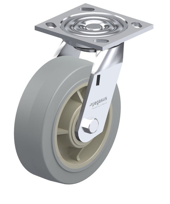 Vestil CST-BL-8X2TPR-S Thermoplastic Swivel Rigid Caster 8 in. Diameter x 2 in. Width 600 lb. Capacity Light Gray and Beige