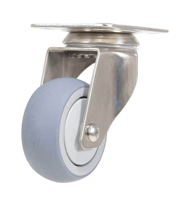 Vestil CST-E-SS-3X1TPR-S Thermoplastic Rubber Swivel Caster 3 in. Diameter x 1 in. Width 225 lb. Capacity Gray
