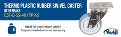 Vestil CST-E-SS-4X1TPR-S thermoplastic rubber swivel caster feature overview 1