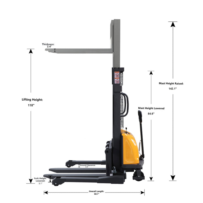 Xilin CTD15BE-118 semi-electric stacker in warehouse use