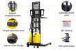 Xilin CTD15BE-98 semi-electric stacker side angle view