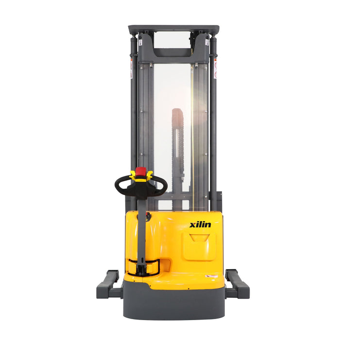 Xilin CTDR15-III-220 full electric stacker fork and load detail