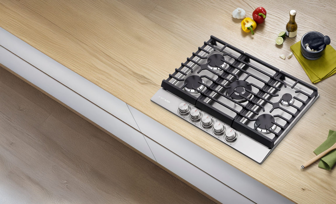 Cosmo 30 in. Haven Collection Drop-In Gas Cooktop, 5 Sealed Burners, Front Control Knobs, Cast Iron Grates, Stainless Steel lifestyle kitchen view