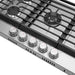 Cosmo 36 in. Haven Collection Drop-In Gas Cooktop, 5 Sealed Burners, Front Control Knobs, Cast Iron Grates, Stainless Steel control knobs detail