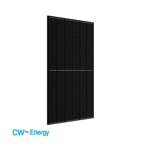 CW Energy 450W Monofacial Solar Panel - CW Energy 450W black-on-black monofacial solar panel with half-cut cell technology.