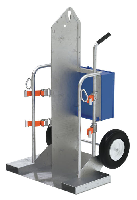 Vestil CYL-2-G Galvanized Welding Cylinder Torch Cart 34-9/16 in. x 40-1/4 in. x 66-3/8 in. 500 lb. Capacity Silver