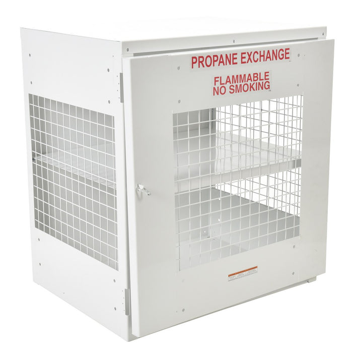 Vestil CYL-EX-12-E Steel Propane Exchange Cylinder Storage Cabinets with Mesh Door 12 Cylinder Capacity White