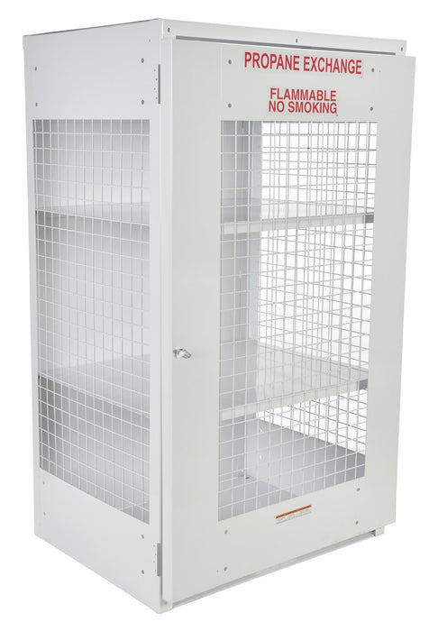 Vestil CYL-EX-18-E Steel Propane Exchange Cylinder Storage Cabinets with Mesh Door 18 Cylinder Capacity White