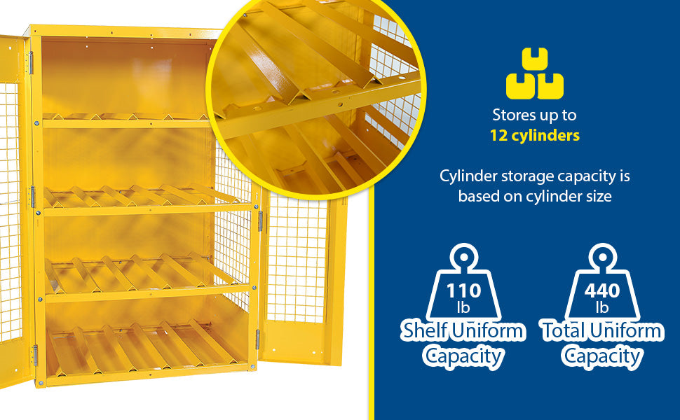 Vestil CYL-H-12 steel horizontal cylinder cabinet feature overview 3