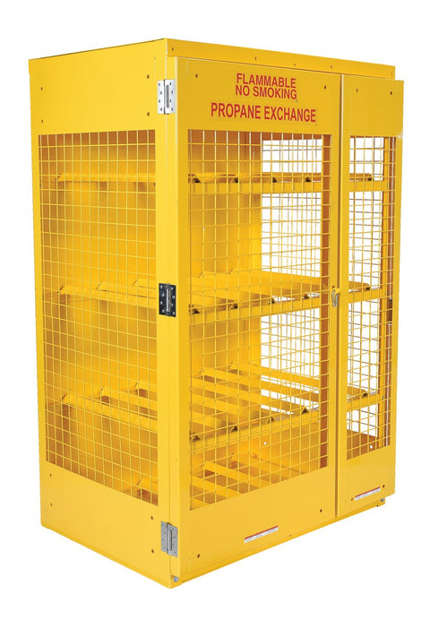 Vestil CYL-H-12 Steel Horizontal Cylinder Cabinet 32 in. x 45 in. x 68-1/4 in. 12 Cylinder Capacity Yellow