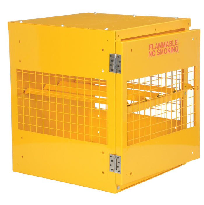 Vestil CYL-H-4-KD Steel Knockdown Horizontal Cylinder Cabinet 32 in. x 30 in. x 35-1/4 in. 4 Cylinder Capacity Yellow