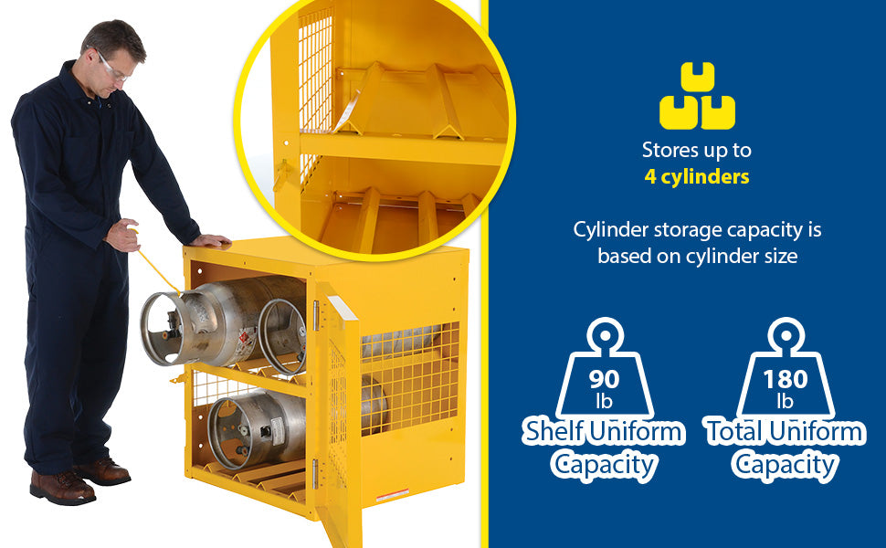 Vestil CYL-H-4 steel horizontal cylinder cabinet feature overview 4