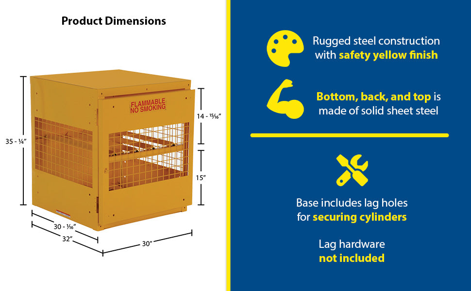 Vestil CYL-H-4 steel horizontal cylinder cabinet feature overview 2