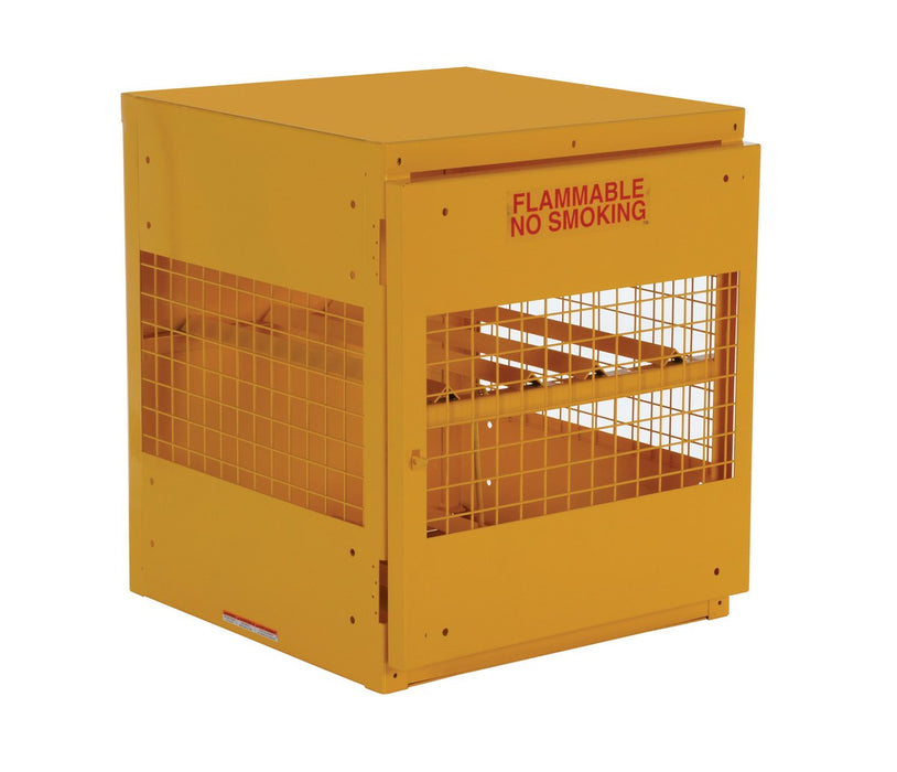 Vestil CYL-H-4 Steel Horizontal Cylinder Cabinet 32 in. x 30 in. x 35-1/4 in. 4 Cylinder Capacity Yellow