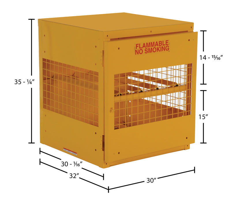 Vestil CYL-H-4 steel horizontal cylinder cabinet dimensions diagram
