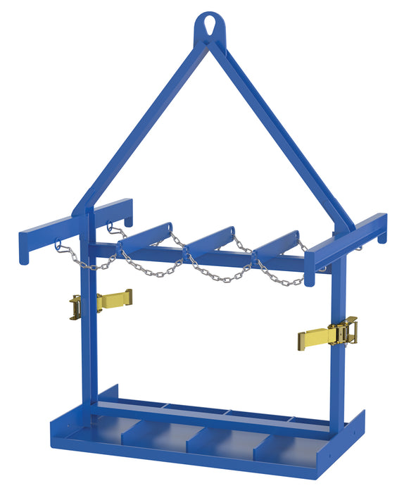 Vestil CYL-P-8-LUG Steel Cylinder Caddy with Overhead Lifting Assembly 8 Maximum Cylinders 800 lb. Capacity Blue