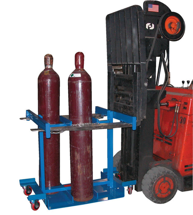 Vestil CYL-TRUCK-6 steel cylinder caddy truck with casters - view 2