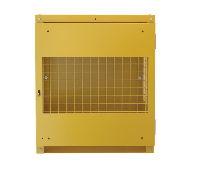 Vestil CYL-V-4-KD Steel Knockdown Vertical Cylinder Cabinet 32 in. x 30 in. x 35-1/4 in. 4 Cylinder Capacity Yellow