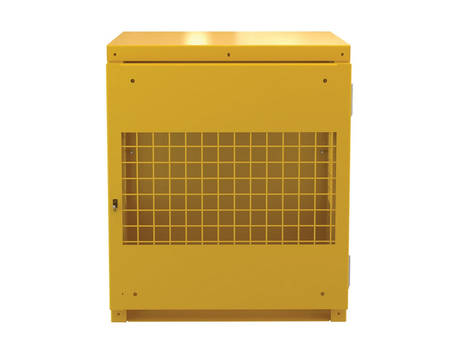 Vestil CYL-V-4 Steel Vertical Cylinder Cabinet 32 in. x 30 in. x 35-1/4 in. 4 Cylinder Capacity Yellow