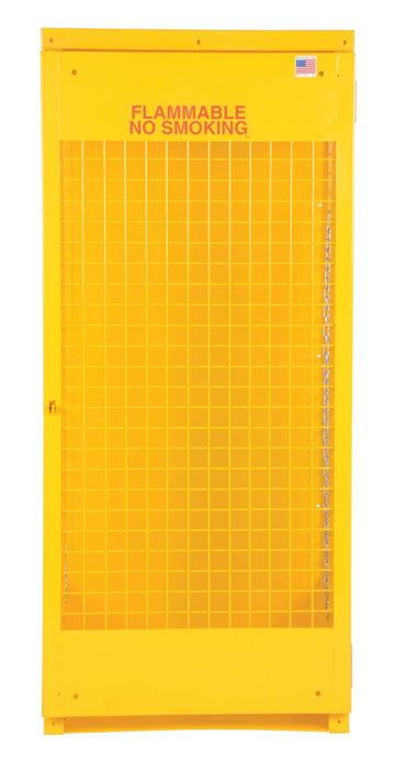 Vestil CYL-V-510-KD Steel Knockdown Vertical Cylinder Cabinet 32 in. x 30 in. x 68-1/4 in. 5-10 Cylinder Capacity Yellow