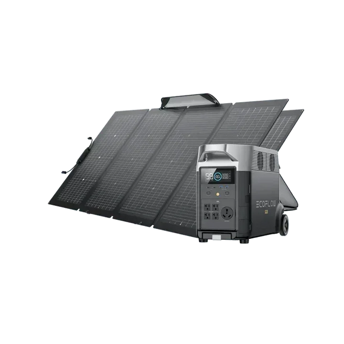 Green Vista Living EcoFlow DELTA Pro + 220W Solar Panel - Side View
