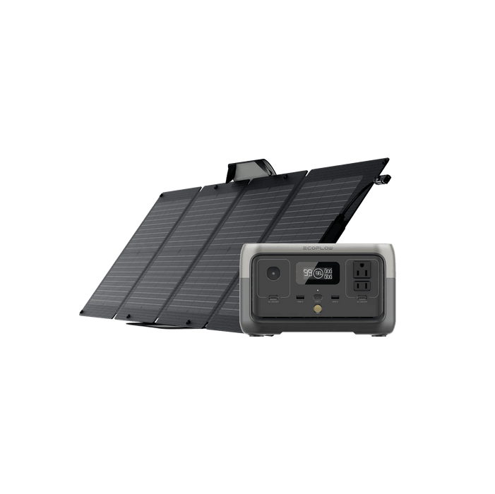 Green Vista Living EcoFlow RIVER 2 + 1*110W Solar Panel - Side View