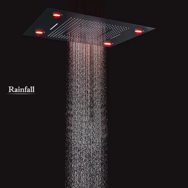 Cascada 23"x31" Rainfall Shower Head WiFi & Alexa Integration Remote LED Lights 5 Modes - Close-Up