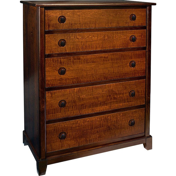 Quick Ship - Chesapeaka 5- Drawer Upright Chest - Tiger Maple / B. Maple