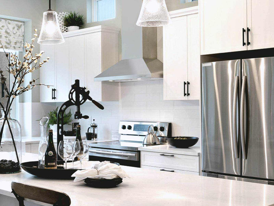 Victory Classic chimney wall mount range hood in modern kitchen