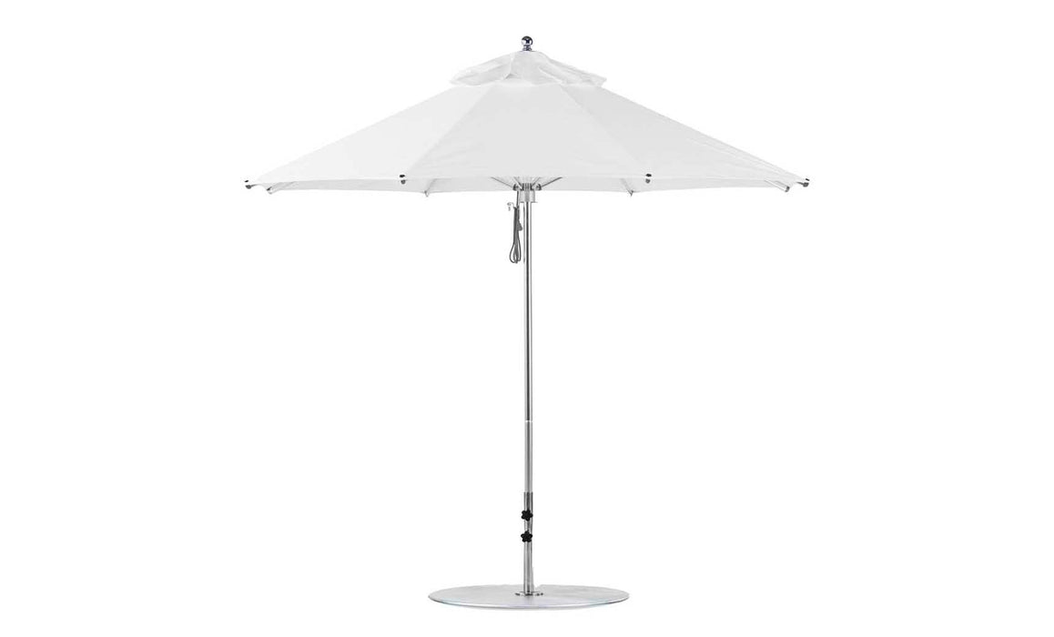 Ledge Lounger Premier Umbrella-7.5' Oct-Pulley — Silver Pole-Classic Ball Finial-Single Vent-STK-R099-White