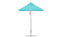 Ledge Lounger Premier Umbrella-6.5' Square-Pulley — Silver Pole-Classic Ball Finial-Single Vent-STK-R011-Turquoise Stripe