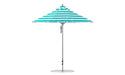 Ledge Lounger Premier Umbrella-7.5' Oct-Pulley — Silver Pole-Classic Ball Finial-Single Vent-STK-R011-Turquoise Stripe