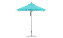 Ledge Lounger Premier Umbrella-7.5' Square-Pulley — Silver Pole-Classic Ball Finial-Single Vent-STK-R011-Turquoise Stripe