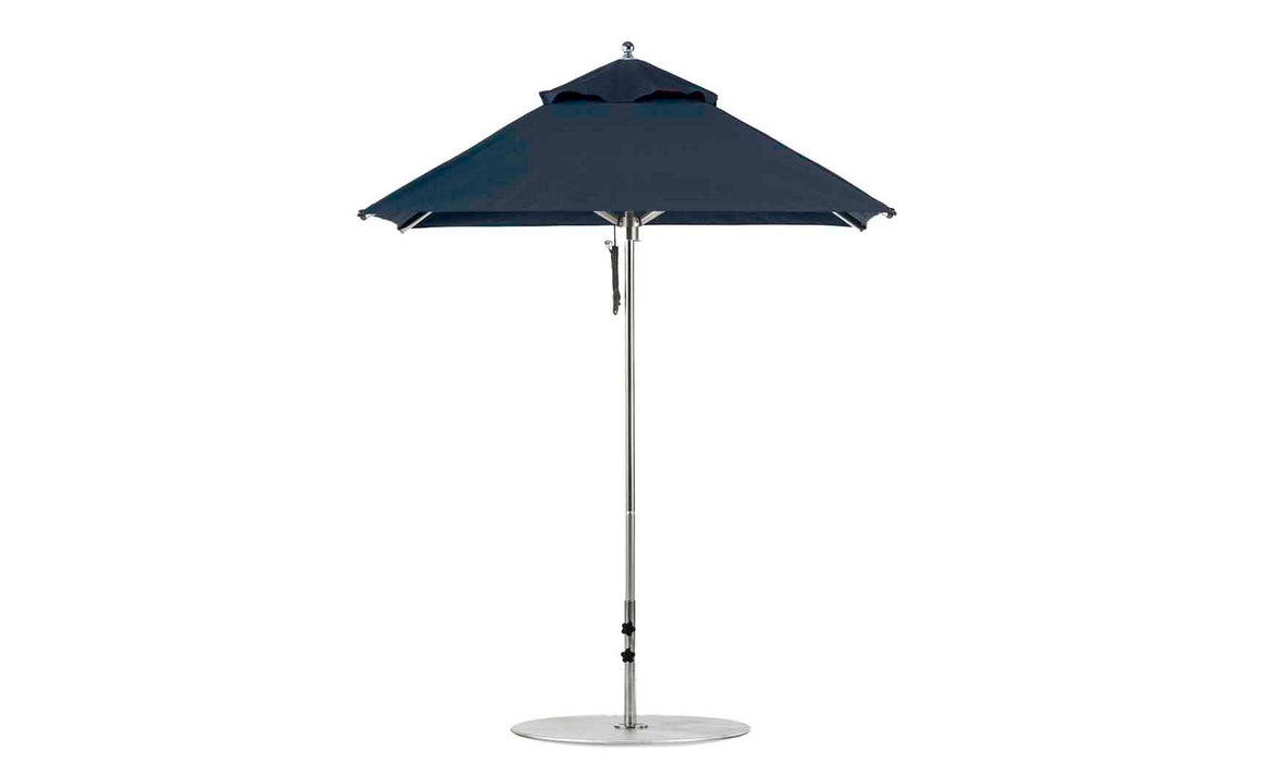 Ledge Lounger Premier Umbrella-6.5' Square-Pulley — Silver Pole-Classic Ball Finial-Single Vent-STK-R175-Captain Navy