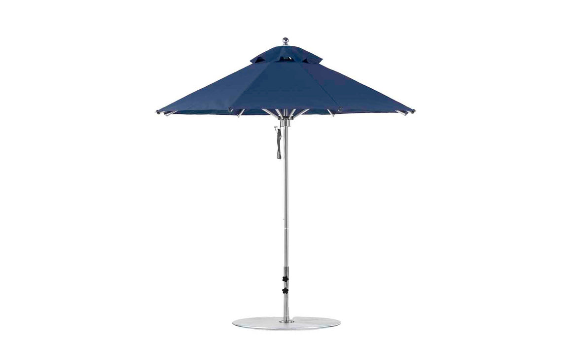 Ledge Lounger Premier Umbrella-7.5' Oct-Pulley — Silver Pole-Classic Ball Finial-Single Vent-STK-R175-Captain Navy