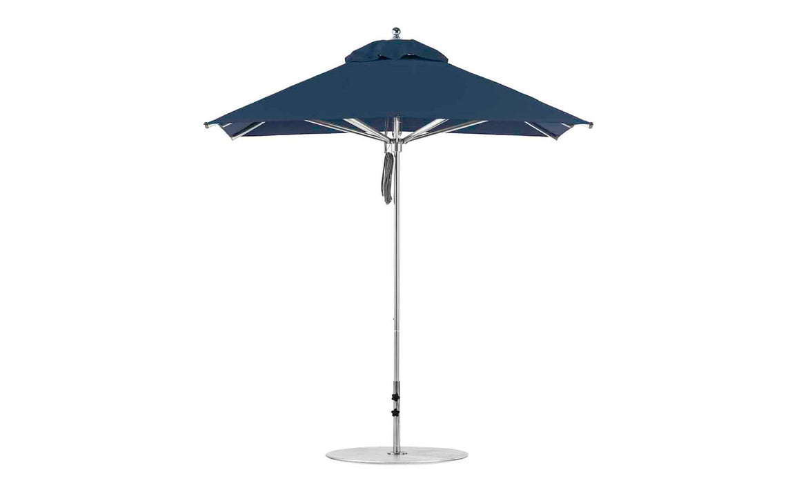 Ledge Lounger Premier Umbrella-7.5' Square-Pulley — Silver Pole-Classic Ball Finial-Single Vent-STK-R175-Captain Navy
