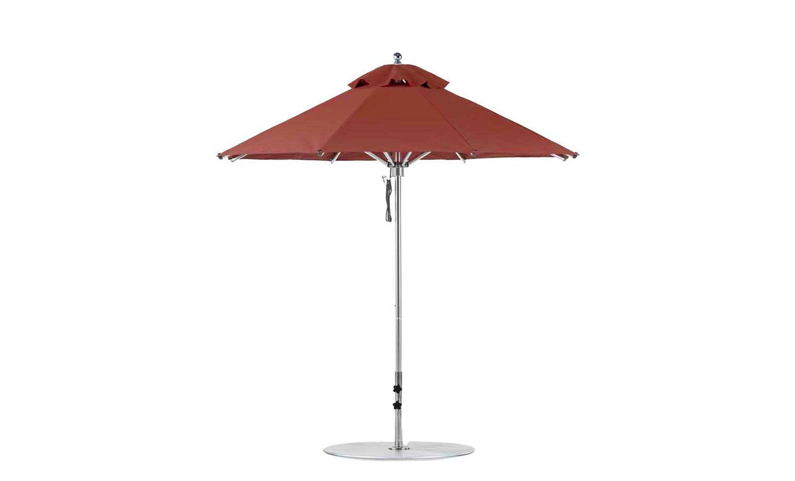 Ledge Lounger Premier Umbrella-7.5' Oct-Pulley — Silver Pole-Classic Ball Finial-Single Vent-STK-R104-Terracotta