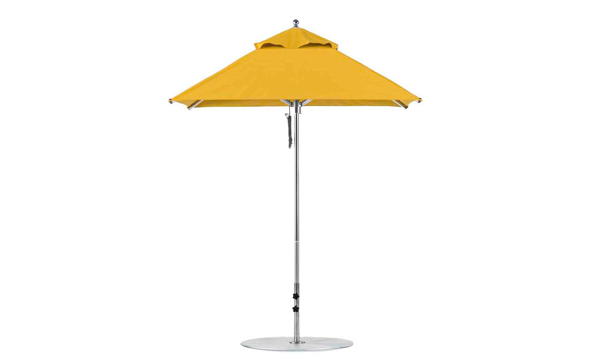 Ledge Lounger Premier Umbrella-6.5' Square-Pulley — Silver Pole-Classic Ball Finial-Single Vent-STK-R554-Sunflower Yellow