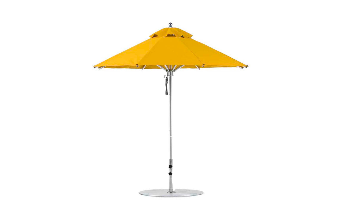 Ledge Lounger Premier Umbrella-7.5' Oct-Pulley — Silver Pole-Classic Ball Finial-Single Vent-STK-R554-Sunflower Yellow