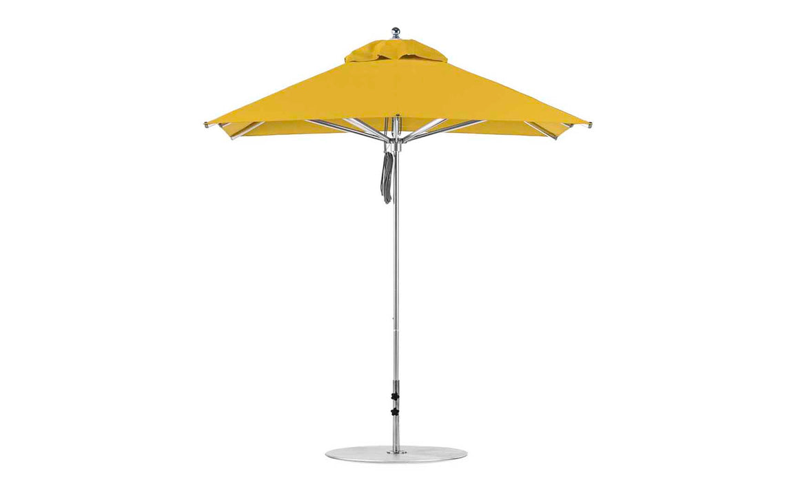 Ledge Lounger Premier Umbrella-7.5' Square-Pulley — Silver Pole-Classic Ball Finial-Single Vent-STK-R554-Sunflower Yellow
