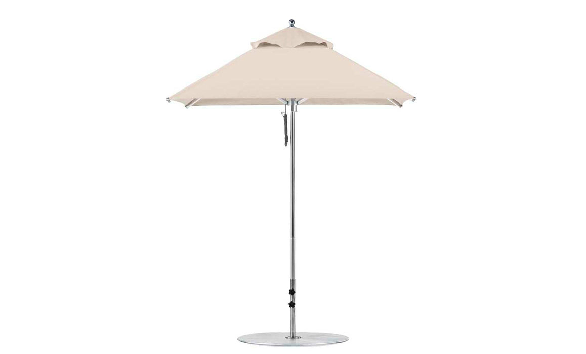 Ledge Lounger Premier Umbrella-6.5' Square-Pulley — Silver Pole-Classic Ball Finial-Single Vent-STK-R126-Linen
