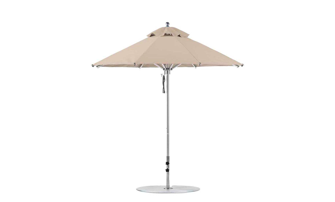 Ledge Lounger Premier Umbrella-7.5' Oct-Pulley — Silver Pole-Classic Ball Finial-Single Vent-STK-R126-Linen