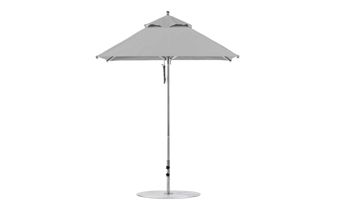 Ledge Lounger Premier Umbrella-6.5' Square-Pulley — Silver Pole-Classic Ball Finial-Single Vent-STK-R138-Cadet Grey