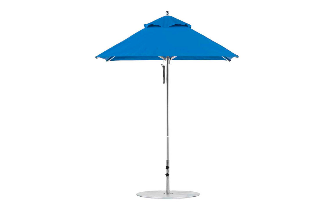 Ledge Lounger Premier Umbrella-6.5' Square-Pulley — Silver Pole-Classic Ball Finial-Single Vent-STK-R172-Pacific Blue