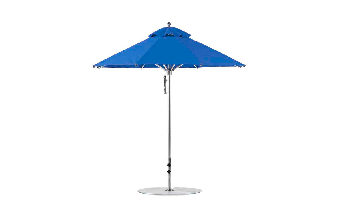 Ledge Lounger Premier Umbrella-7.5' Oct-Pulley — Silver Pole-Classic Ball Finial-Single Vent-STK-R172-Pacific Blue