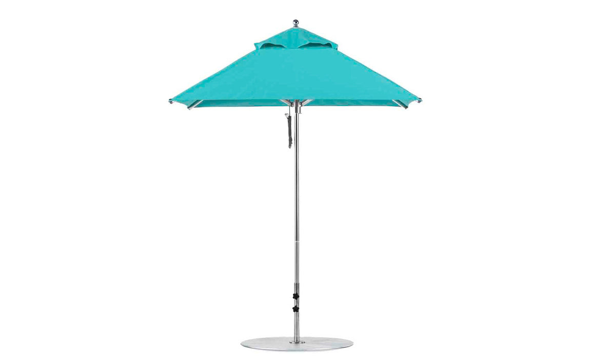 Ledge Lounger Premier Umbrella-6.5' Square-Pulley — Silver Pole-Classic Ball Finial-Single Vent-STK-R171-Turquoise