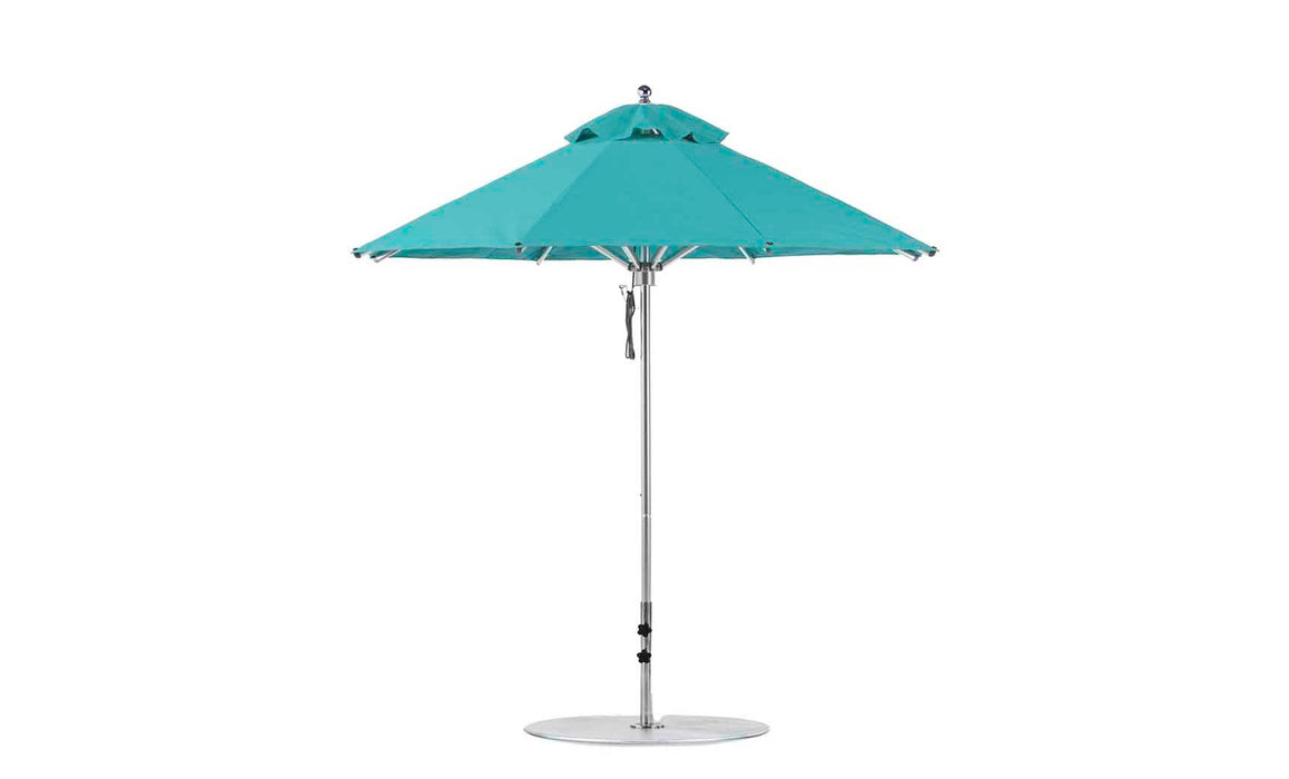 Ledge Lounger Premier Umbrella-7.5' Oct-Pulley — Silver Pole-Classic Ball Finial-Single Vent-STK-R171-Turquoise
