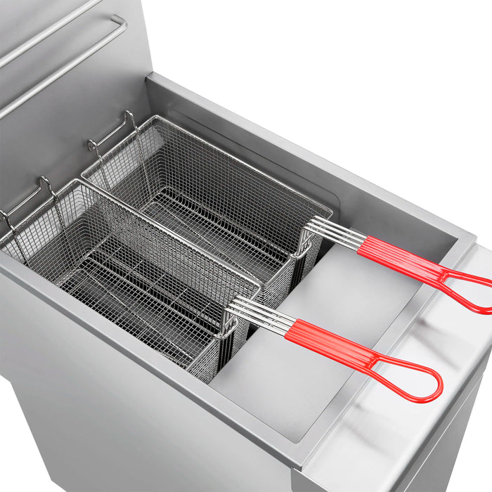 Forno Commerciale Natural Gas Deep Fryer with 4 Burners 120,000 BTU, 50 Lbs Oil Capacity (FCMGF0023)